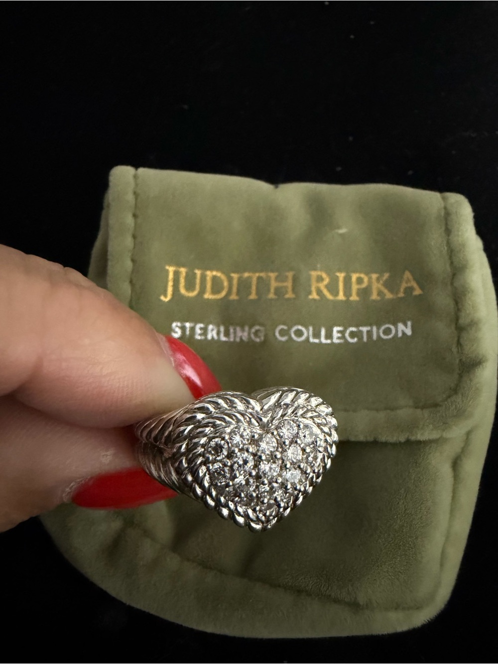 Judith Ripka Sterling Sterling Silver Heart Ring rope design